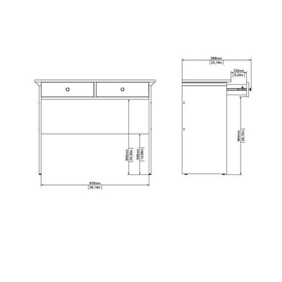 Toaletka z szufladami biała mat 103 cm Paris