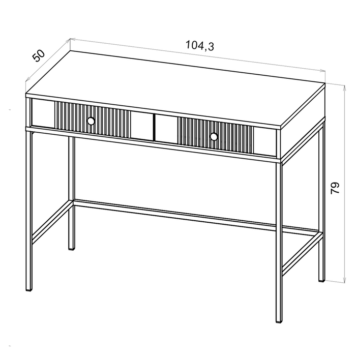 Toaletka z szufladami czarny mat 104 cm Iseo