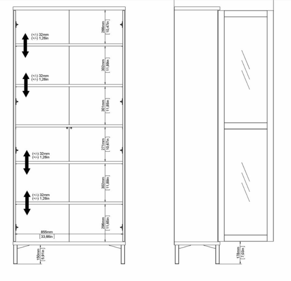 Witryna dwudrzwiowa czarna mat 89 x 203 cm Roomers