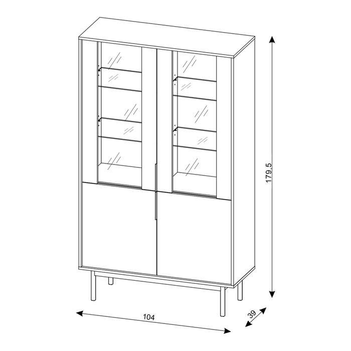 Witryna dwudrzwiowa kaszmir mat 104 x 180 cm Viva