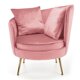 Fotel wypoczynkowy Almond, tkanina velvet różowa, nóżki złote